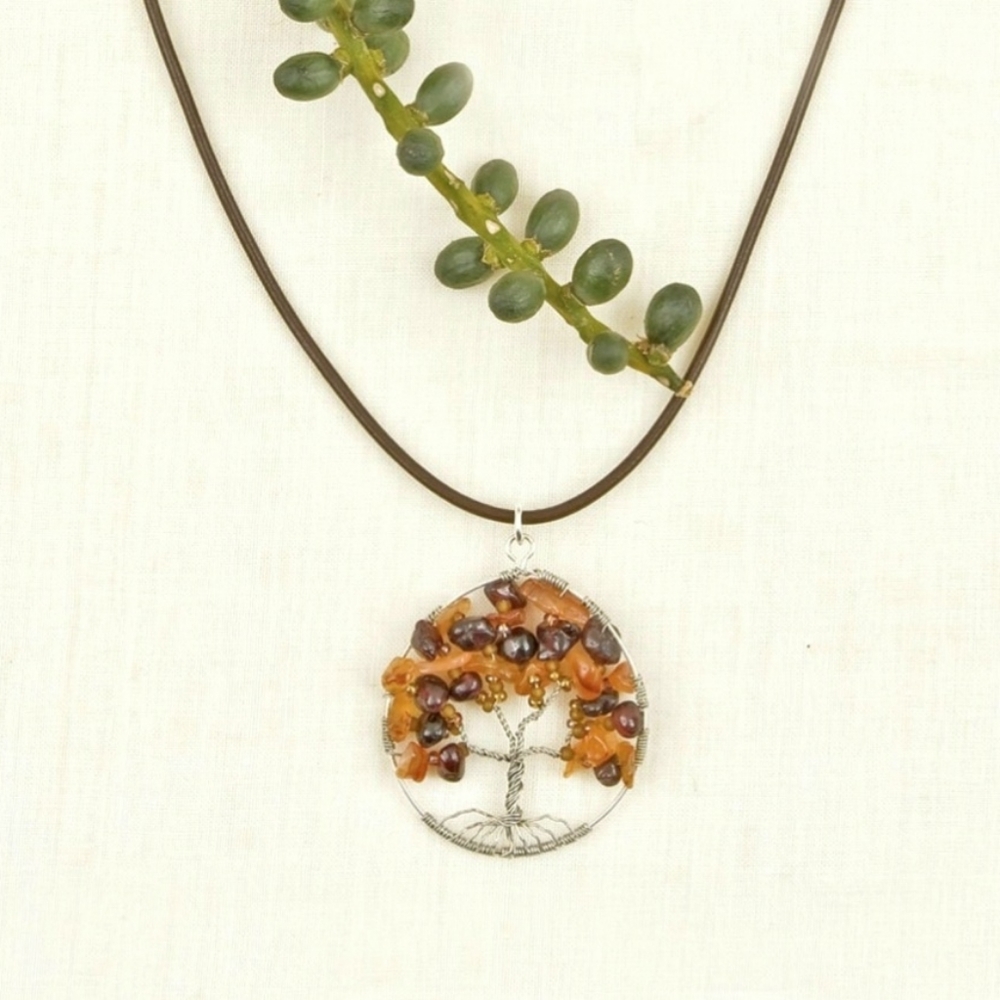 Tree of Life Necklace with Semi-Precious stones